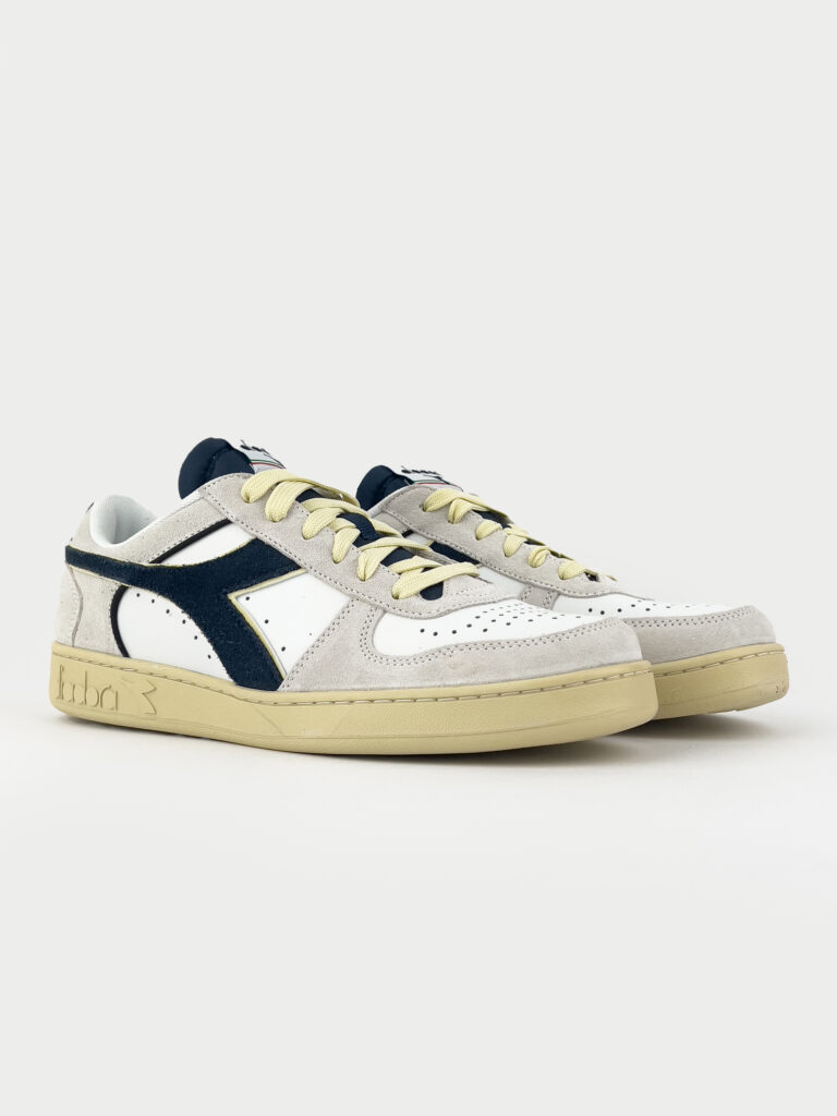 DIADORA Magic Basket Low Suede Leather WhiteBlue Caspian Sea5 DIADORA DIADORA Magic Basket Low Suede Leather White/Blue Caspian Sea