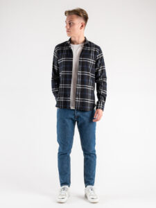 ESTASI Camicia in flanella a quadri grossi con colletto APRICA 455 BluNera (7)