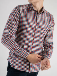 ESTASI Camicia in flanella a quadri piccoli con colletto PINZOLO BluRossa (4)