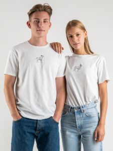 ESTASI T-shirt morbida in cotone con logo Sofi Dalmata Bianca 1(1)
