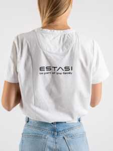 ESTASI T-shirt morbida in cotone con logo Sofi Dalmata Bianca (3)