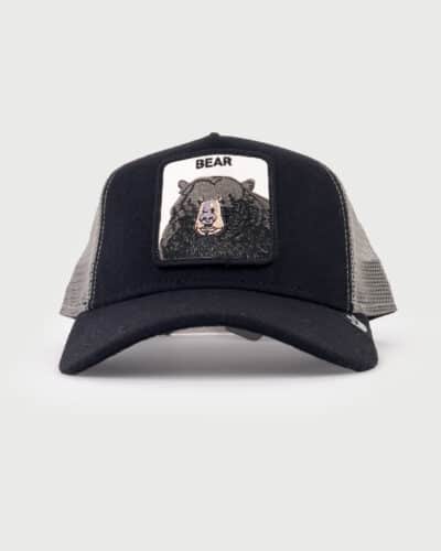 GOORIN BROS Cappellino Nero con retina grigia e patch in pelle bianca stampa orso BEAR12 GOORIN BROS GOORIN BROS Cappellino Nero con retina grigia e patch in pelle bianca stampa orso BEAR