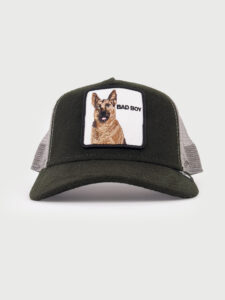 GOORIN BROS Cappellino Verde con retina grigia e patch bianca stampa cane BAD BOY11
