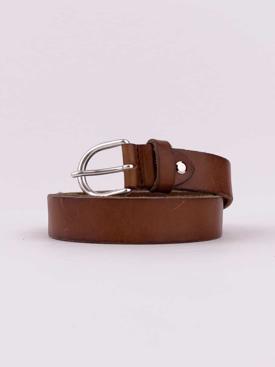IMPERIAL Cintura in pelle color cuoio liscia con fibbia ovale CN6