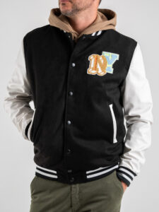 IMPERIAL Bomber varsity bicolore con maniche in ecopelle U3025492 Nero (5)