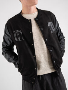 IMPERIAL Bomber varsity con maniche in ecopelle U3025495 Nero (4)