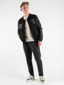IMPERIAL Bomber varsity con maniche in ecopelle U3025495 Nero (7)