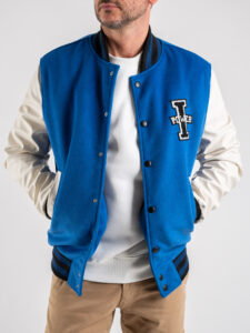 IMPERIAL Bomber varsity con maniche in ecopelle lavorata U3025546 Bluette (2)