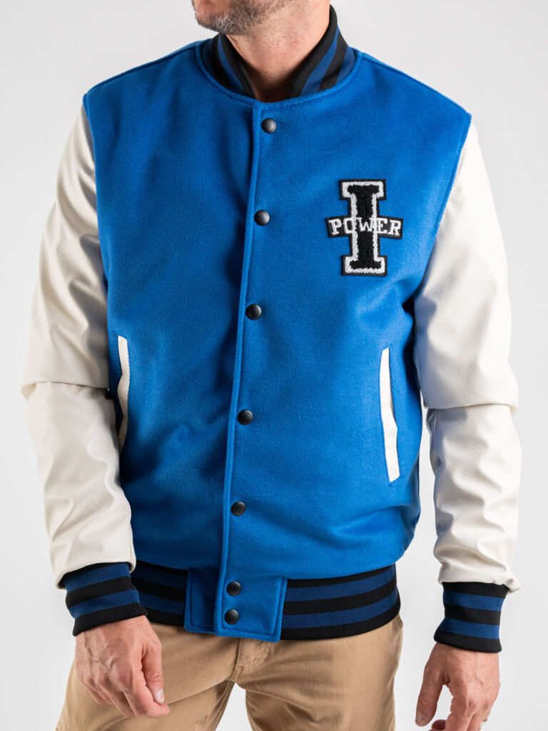 IMPERIAL Bomber varsity con maniche in ecopelle lavorata U3025546 Bluette 4 IMPERIAL IMPERIAL Bomber varsity con maniche in ecopelle lavorata U3025546 Bluette