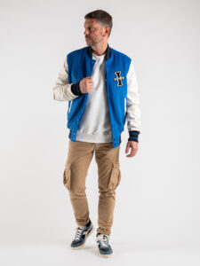IMPERIAL Bomber varsity con maniche in ecopelle lavorata U3025546 Bluette (6)