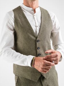 IMPERIAL Gilet da abito misto lana in fantasia pied de poule L810EMR Verde:Moro2