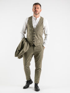 IMPERIAL Gilet da abito misto lana in fantasia pied de poule L810EMR Verde:Moro4