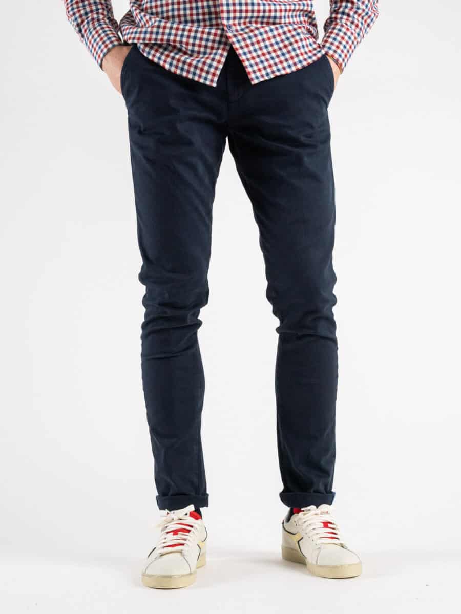 IMPERIAL Pantalone basico tinta unita in cotone P640311065 Blu