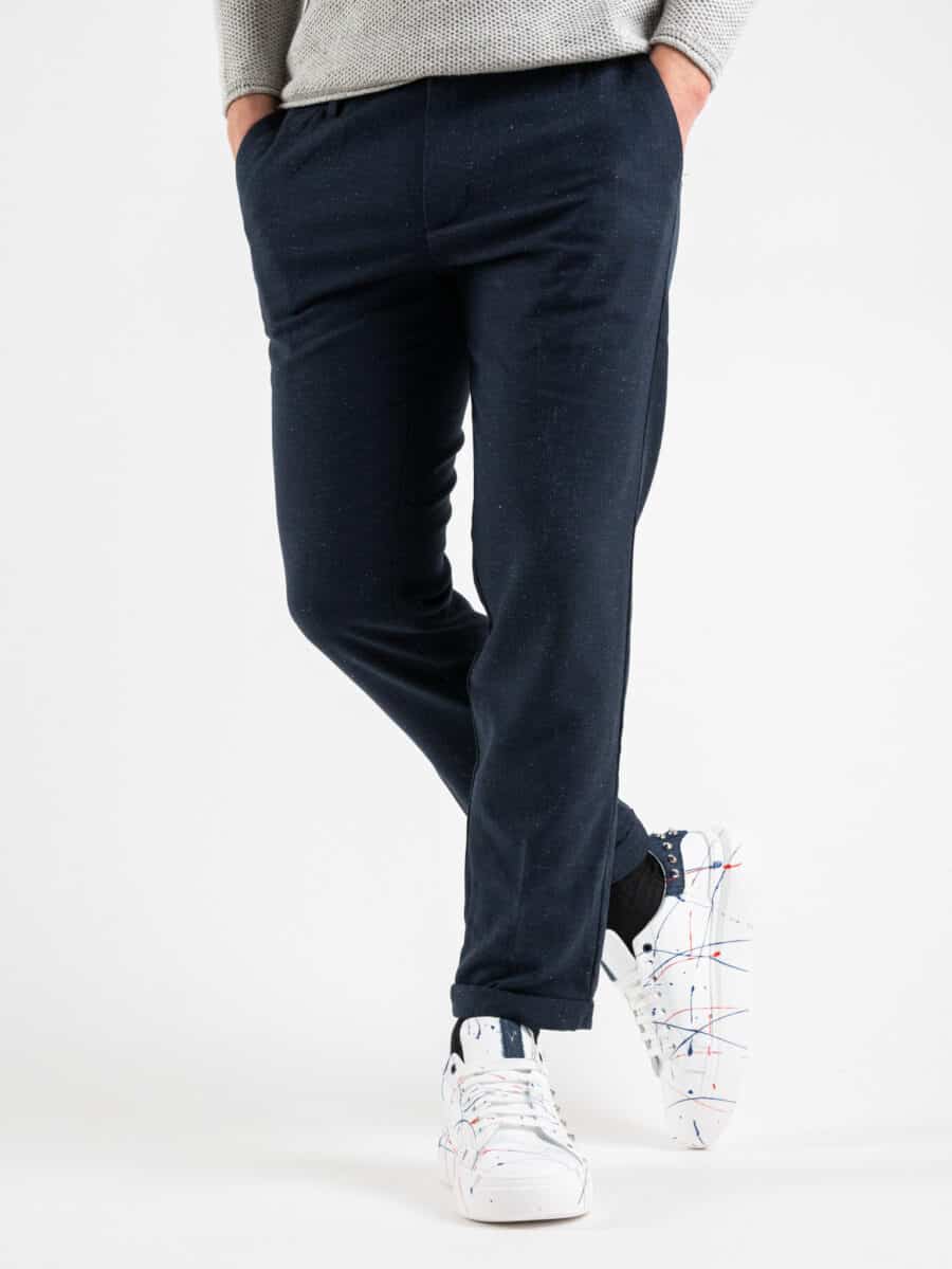 IMPERIAL Pantalone bottonato morbido in tessuto elegante P640618651 Blu