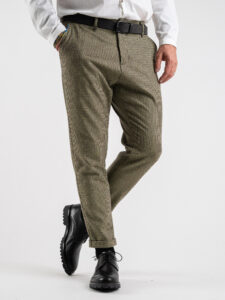 IMPERIAL Pantalone da abito misto lana in fantasia pied de poule PWB0EMR Verde:Moro4