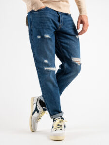 ONLY&SONS Jeans carrot e cropped con rotture AVI BEAM 22022959 Blue Denim (1)