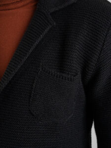 OVER-D Giacca basica in maglia con collo a V Nera (10)