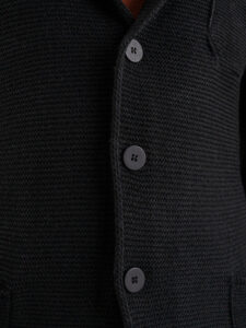OVER-D Giacca basica in maglia con collo a V Nera (8)