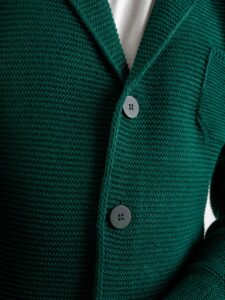 OVER-D Giacca basica in maglia con collo a V Verde Bottiglia (2)
