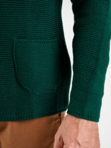 OVER-D Giacca basica in maglia con collo a V Verde Bottiglia (3)