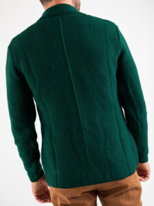OVER-D Giacca basica in maglia con collo a V Verde Bottiglia (4)