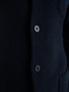 OVER-D Giacca basica in maglia con collo coreana Blu (5)