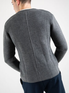 OVER-D Giacca basica in maglia con collo coreana Grigio Melange (1)