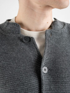 OVER-D Giacca basica in maglia con collo coreana Grigio Melange (6)
