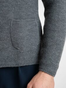 OVER-D Giacca basica in maglia con collo coreana Grigio Melange (7)