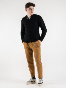 OVER-D Giacca basica in maglia con collo coreana Nera (5)