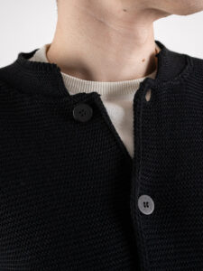 OVER-D Giacca basica in maglia con collo coreana Nera (7)