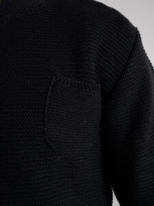 OVER-D Giacca basica in maglia con collo coreana Nera (8)