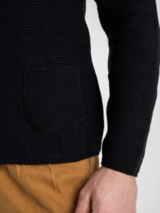OVER-D Giacca basica in maglia con collo coreana Nera (9)