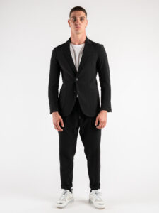 OVER-D Giacca elegante da abito in poliestere con spacchi G03 Nera (1)