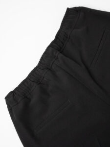 OVER-D Pantalone da abito morbido in poliestere con coulisse P14 Nero (1)