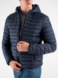 OVER-D Piumino leggero bicolore con cappuccio J02 BluRoyal (1)