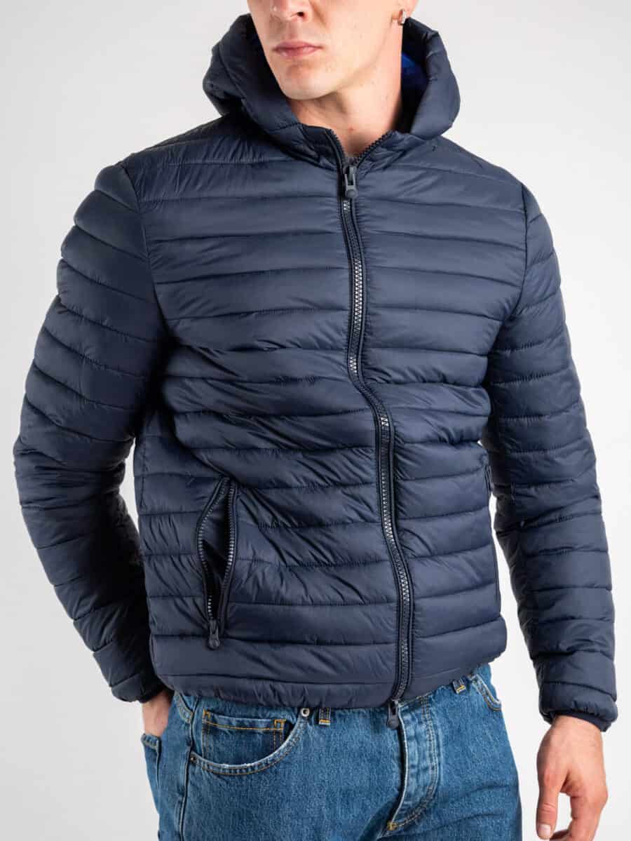 OVER-D Piumino leggero bicolore con cappuccio J02 Blu/Royal