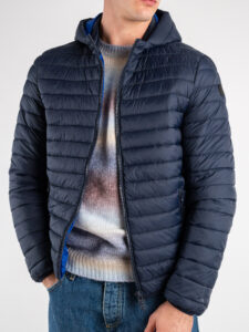 OVER-D Piumino leggero bicolore con cappuccio J02 BluRoyal (5)