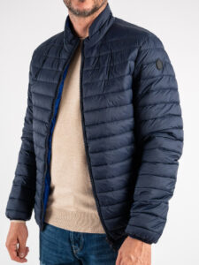 OVER-D Piumino leggero bicolore con collo coreana J03 BluRoyal (1)
