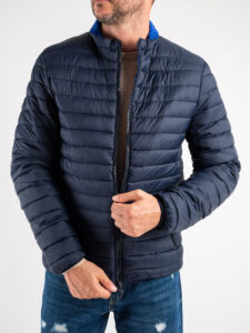 OVER-D Piumino leggero bicolore con collo coreana J03 BluRoyal (2)