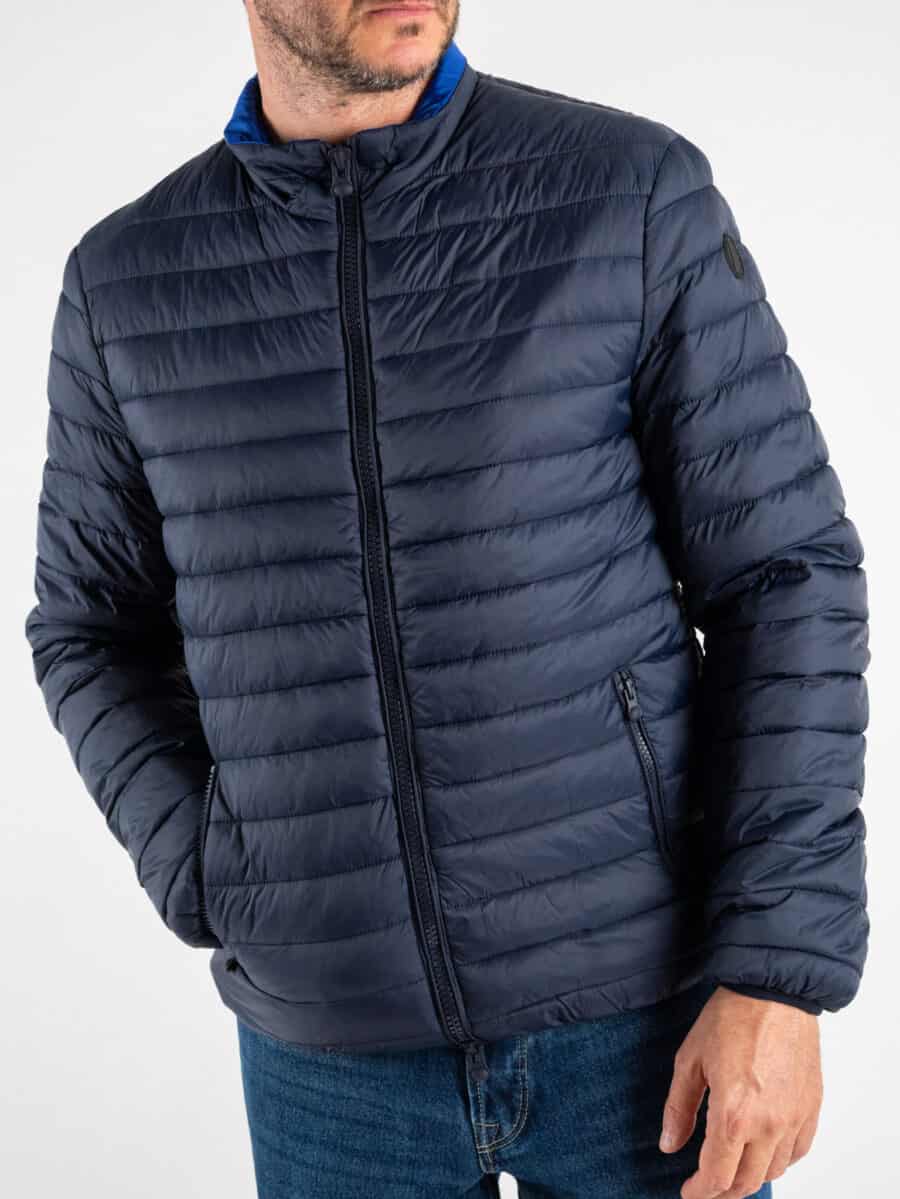 OVER-D Piumino leggero bicolore con collo coreana J03 Blu/Royal