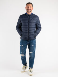 OVER-D Piumino leggero bicolore con collo coreana J03 BluRoyal (4)