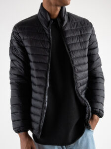 OVER-D Piumino leggero bicolore con collo coreana J03 NeroGrigio (2)