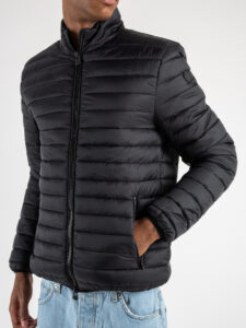 OVER-D Piumino leggero bicolore con collo coreana J03 NeroGrigio (5)