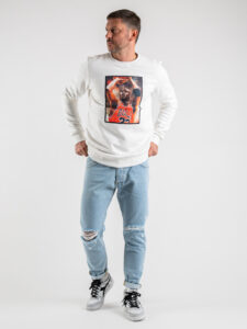 RESELL Felpa girocollo felpata con stampa BULLS JORDAN 270 Bianca (8)
