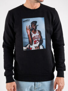 RESELL Felpa girocollo felpata con stampa JORDAN SIGARO 77 Nera (3)