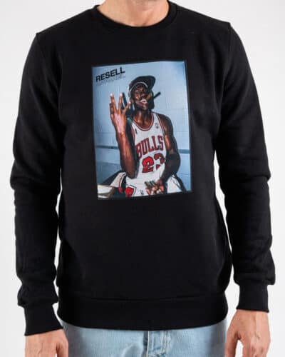 RESELL Felpa girocollo felpata con stampa JORDAN SIGARO 77 Nera Prezzo 0 00 Estasi Fashion