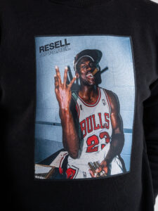 RESELL Felpa girocollo felpata con stampa JORDAN SIGARO 77 Nera (5)