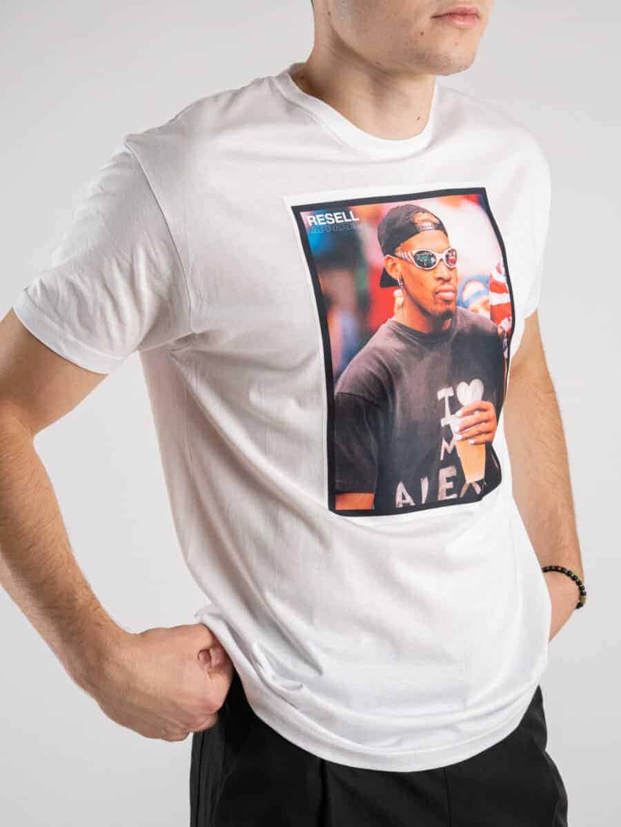 RESELL T-shirt in cotone con stampa DENNIS RODMAN 414 Bianco