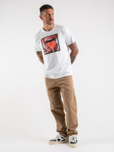 RESELL T-shirt in cotone con stampa KISS ME 446 Bianca (1)